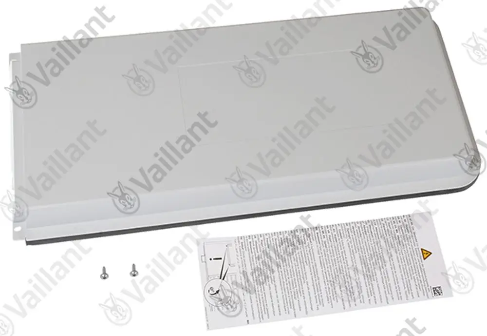 Vaillant Abdeckung in hellem Grau, rechteckig, mit Anleitung und Schrauben, geeignet für bestimmte Modelle.